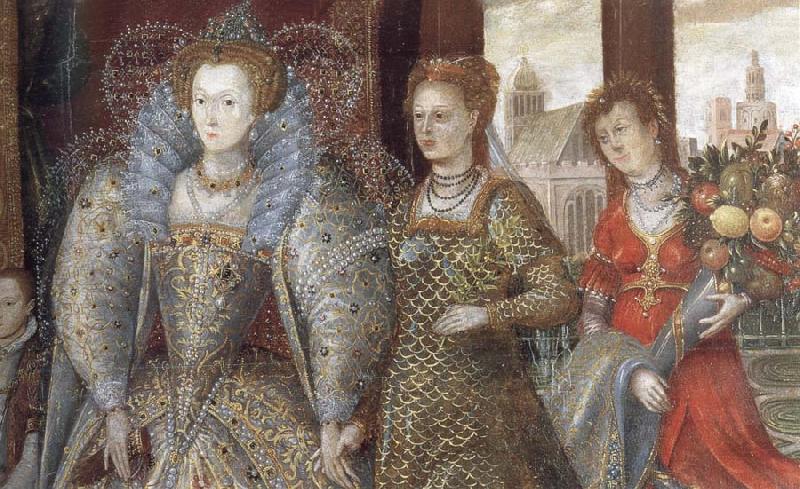 unknow artist Queen Elizabeth i leads in Peace and Plenty from a Garden oil painting image